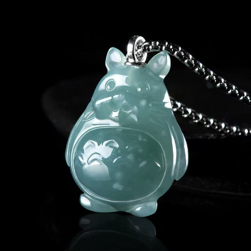 Good Fortune Jade Pendant Necklace,Natural Grade A Certified Myanmar Jadeite