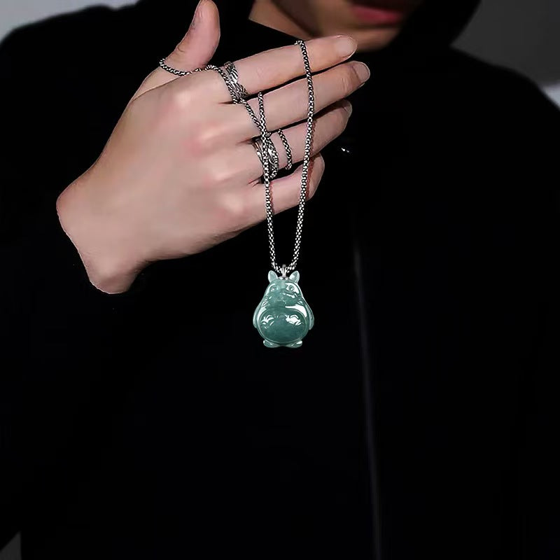 Good Fortune Jade Pendant Necklace,Natural Grade A Certified Myanmar Jadeite