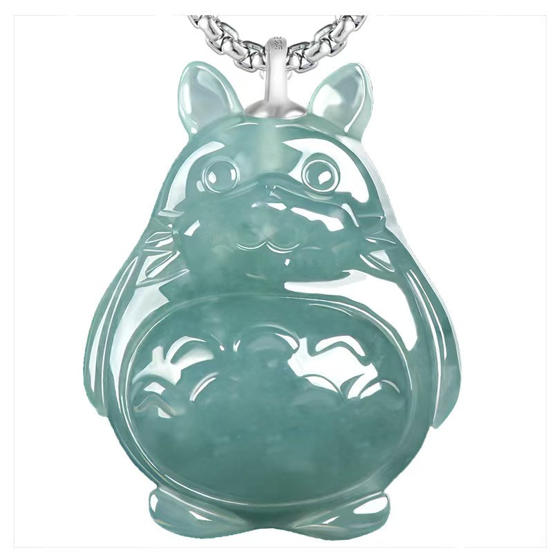 Good Fortune Jade Pendant Necklace,Natural Grade A Certified Myanmar Jadeite