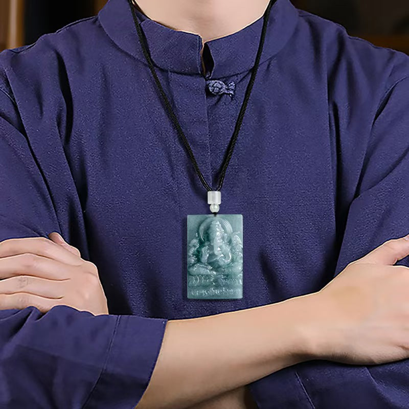 Good Fortune Jade Pendant Necklace,Natural Grade A Certified Myanmar Jadeite