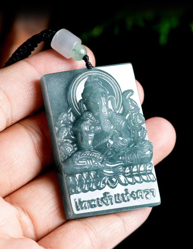 Good Fortune Jade Pendant Necklace,Natural Grade A Certified Myanmar Jadeite
