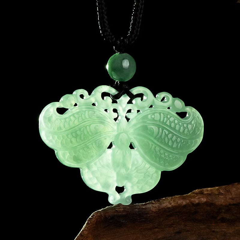 Good Fortune Jade Pendant Necklace,Natural Grade A Certified Myanmar Jadeite