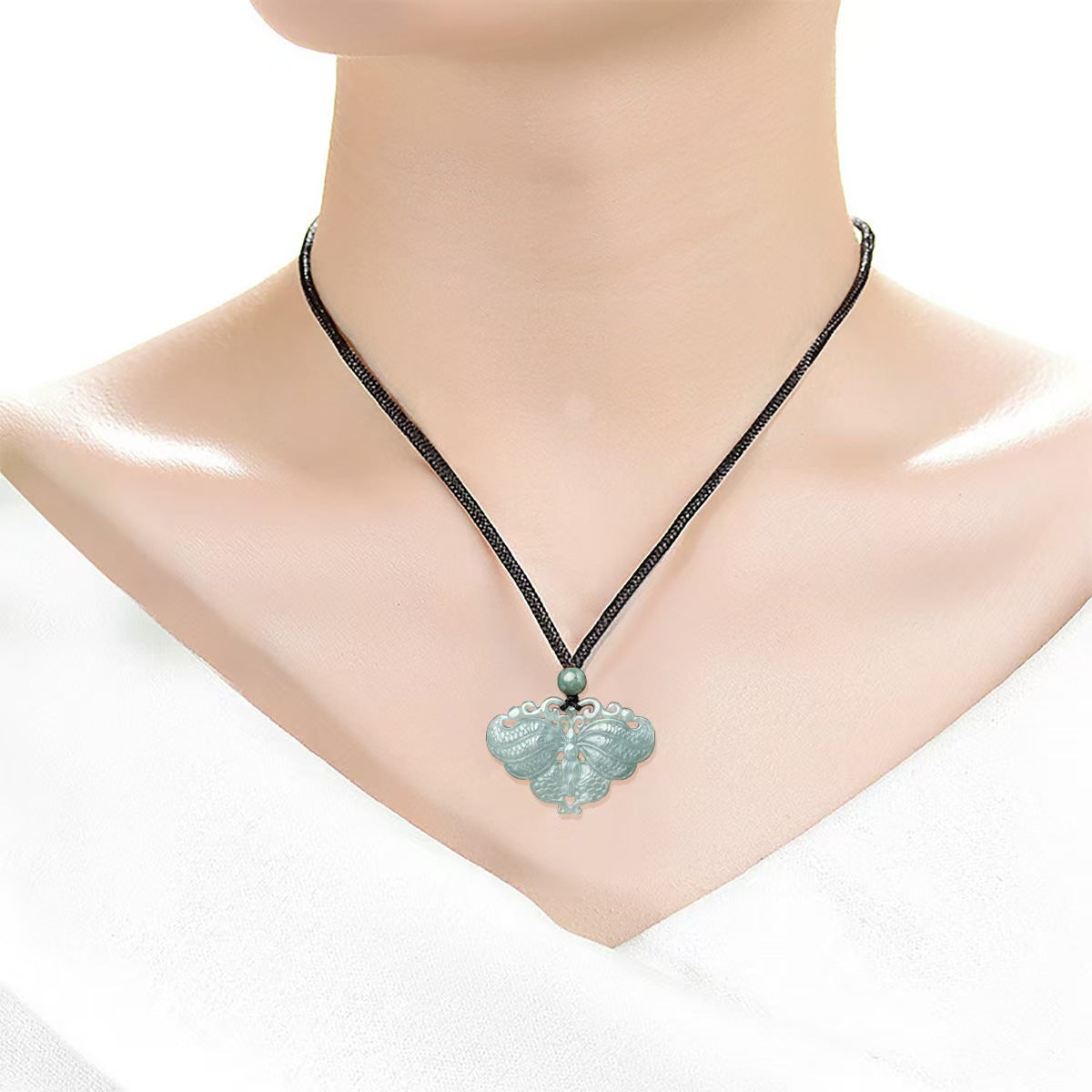 Good Fortune Jade Pendant Necklace,Natural Grade A Certified Myanmar Jadeite