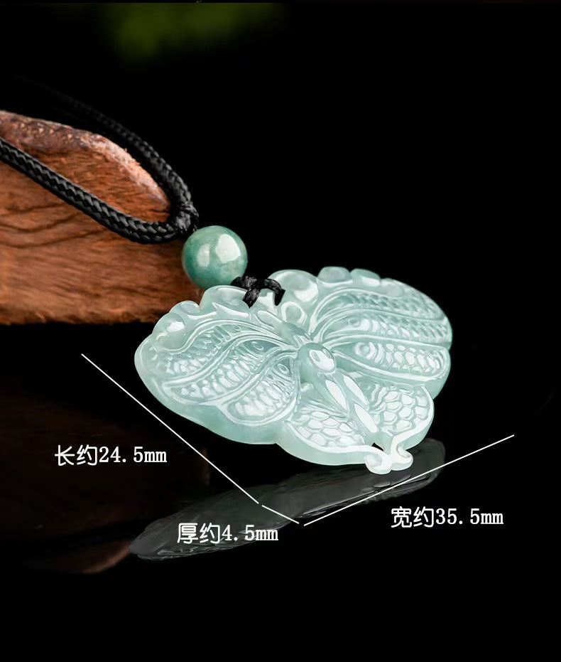Good Fortune Jade Pendant Necklace,Natural Grade A Certified Myanmar Jadeite