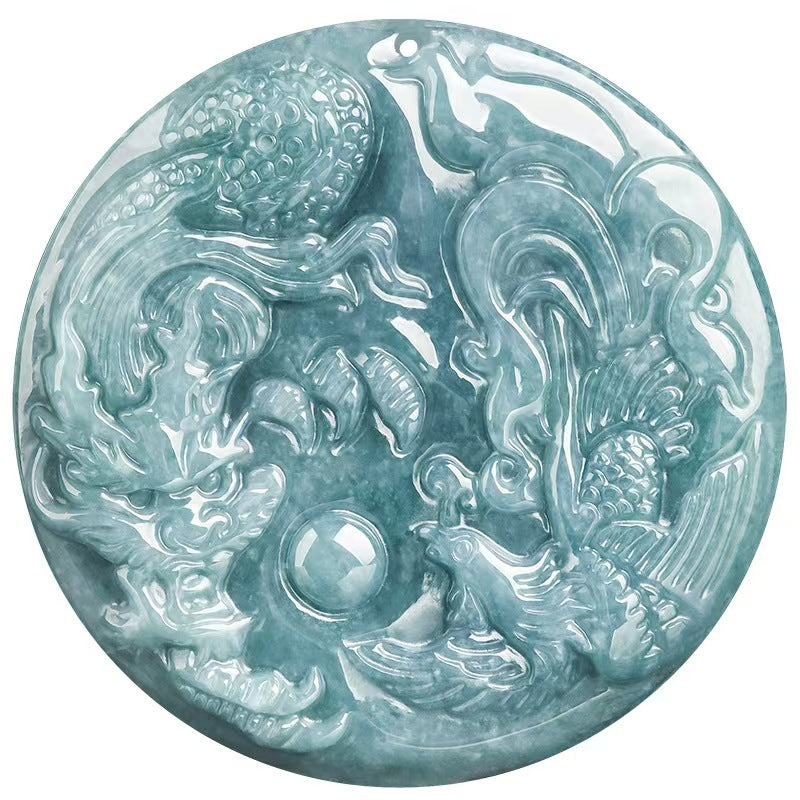 Good Fortune Jade Pendant Necklace,Natural Grade A Certified Myanmar Jadeite