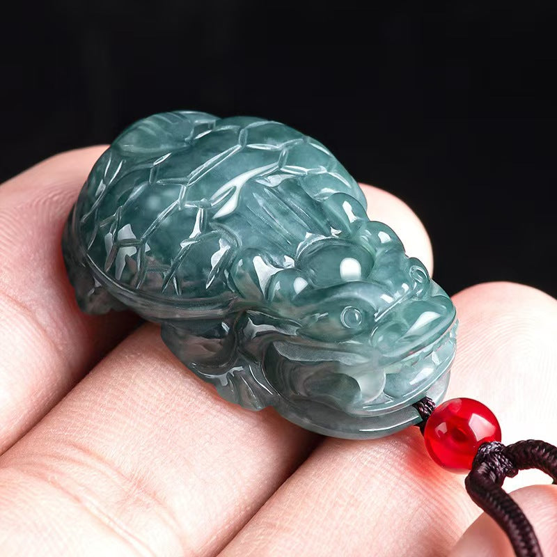 Good Fortune Jade Pendant Necklace,Natural Grade A Certified Myanmar Jadeite