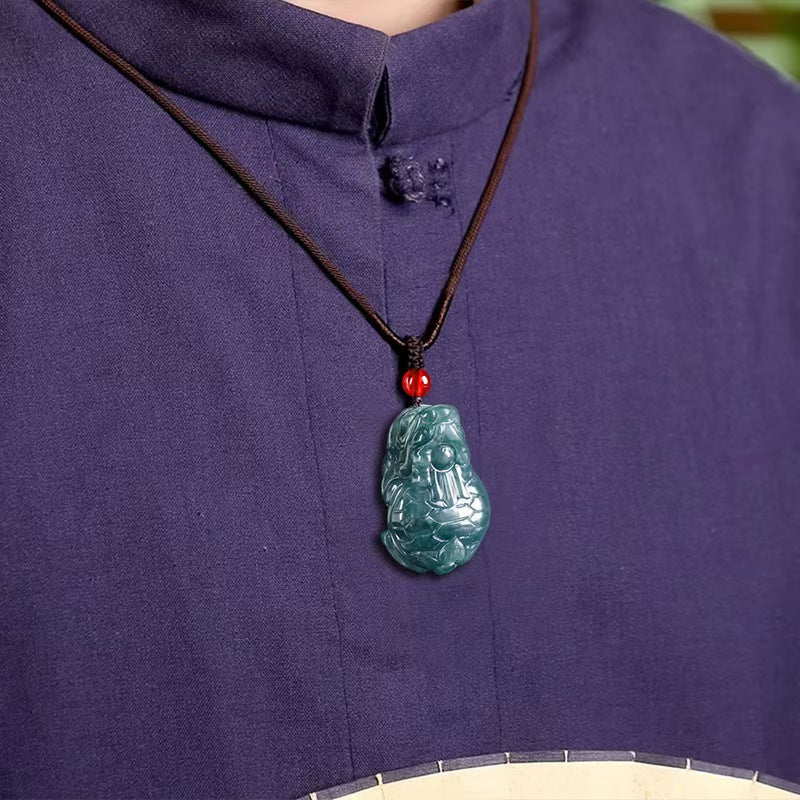 Good Fortune Jade Pendant Necklace,Natural Grade A Certified Myanmar Jadeite
