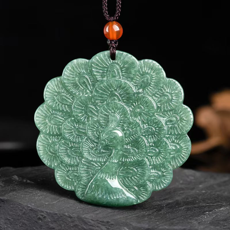 Good Fortune Jade Pendant Necklace,Natural Grade A Certified Myanmar Jadeite