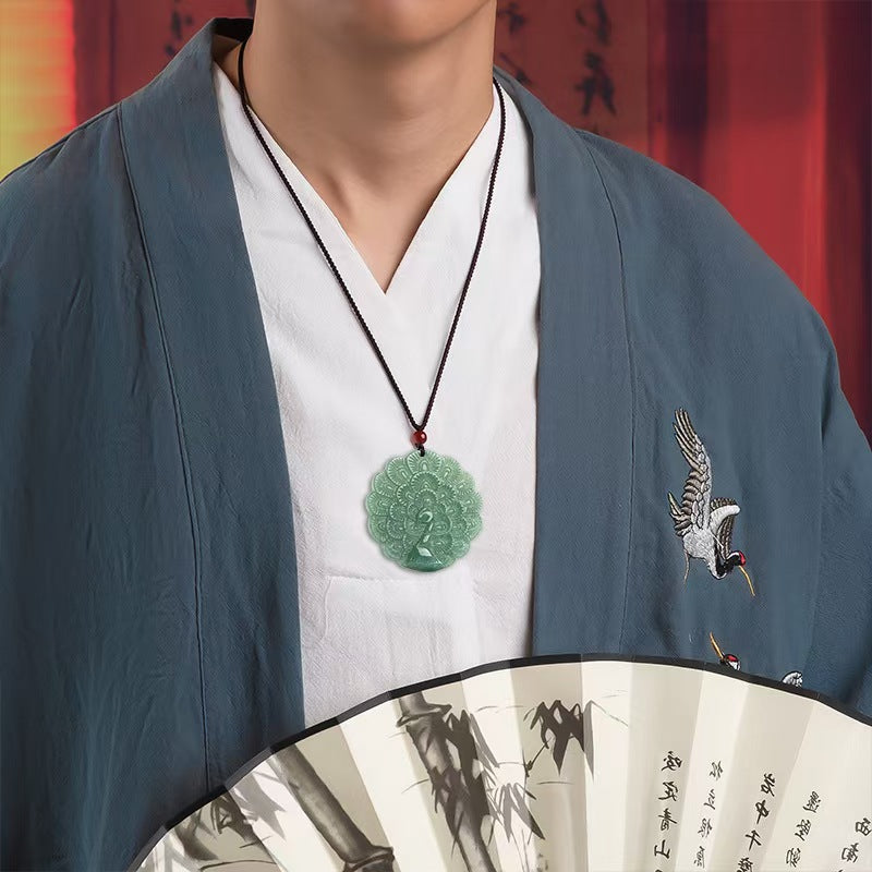 Good Fortune Jade Pendant Necklace,Natural Grade A Certified Myanmar Jadeite