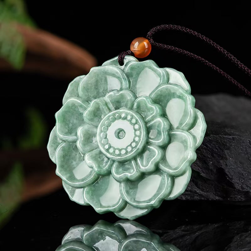 Good Fortune Jade Pendant Necklace,Natural Grade A Certified Myanmar Jadeite