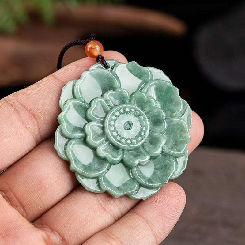 Good Fortune Jade Pendant Necklace,Natural Grade A Certified Myanmar Jadeite