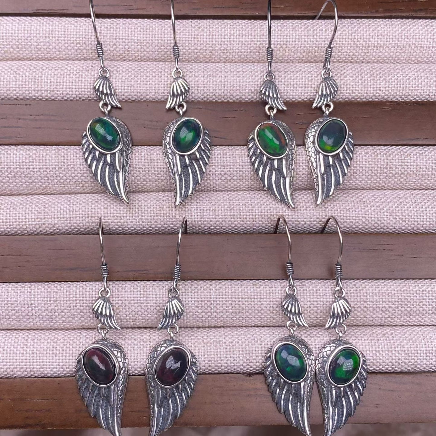 black opal S925 earing