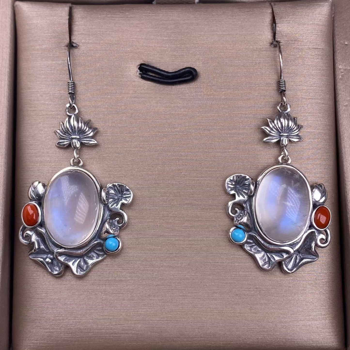 blue moonstone S925 earing