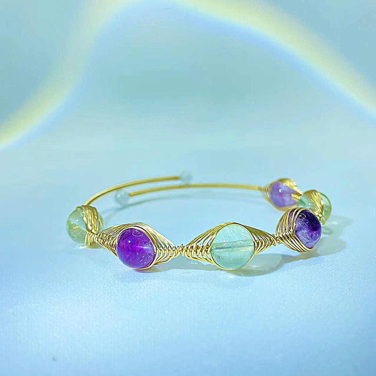 Wire Wrapped Labradorite & Flourite Bracelet