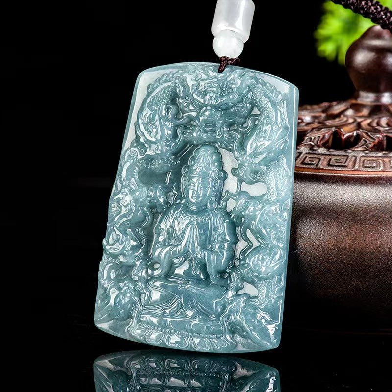 Good Fortune Jade Pendant Necklace,Natural Grade A Certified Myanmar Jadeite