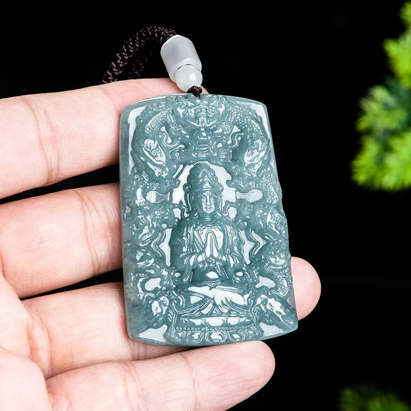 Good Fortune Jade Pendant Necklace,Natural Grade A Certified Myanmar Jadeite