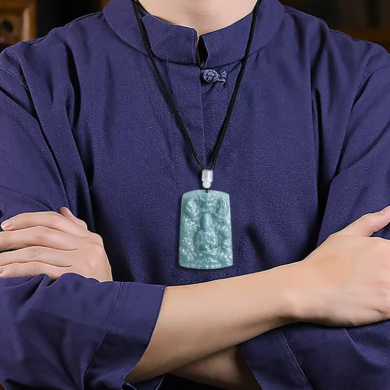 Good Fortune Jade Pendant Necklace,Natural Grade A Certified Myanmar Jadeite