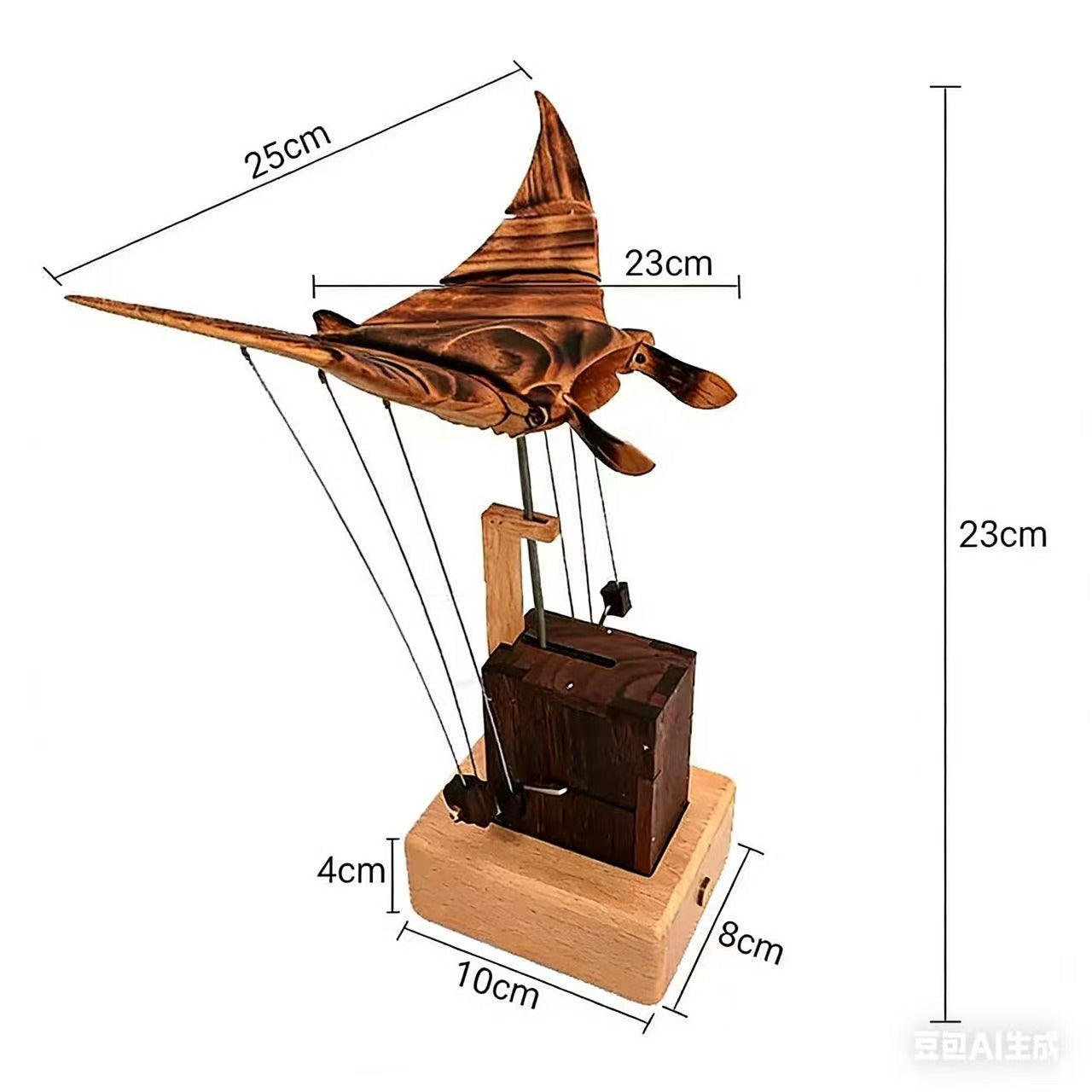 Handcrafted Wooden Manta Ray Automaton – Kinetic Art That Brings the Ocean to Your Home
