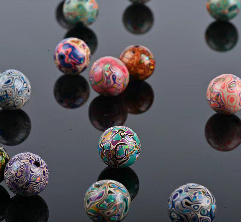 Lacquer Beads Opal Inclusion Various colors 12mm