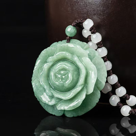 Good Fortune Jade Pendant Necklace,Natural Grade A Certified Myanmar Jadeite