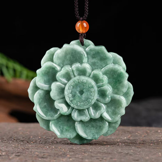 Good Fortune Jade Pendant Necklace,Natural Grade A Certified Myanmar Jadeite