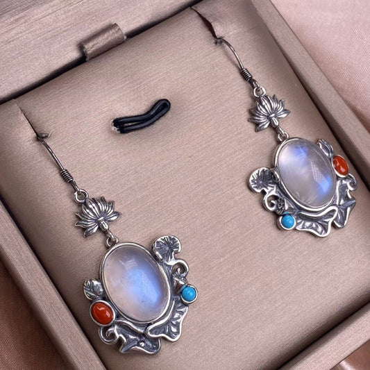 blue moonstone  S925 earing