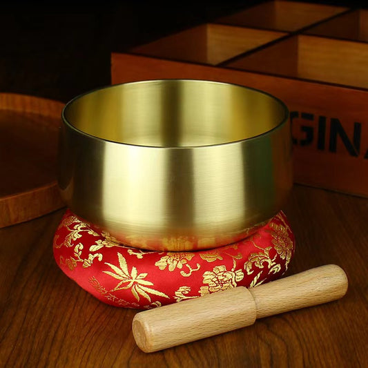 Pure Brass Tibetan Singing Bowl Set - Meditation Sound Bowl Cushion with Wooden Striker for Yoga, Meditation & Relaxation, Mindfulness,Chakra Healing, Stress Relief, Self-Regulation(4 inch)