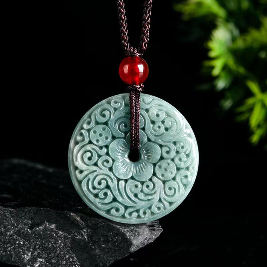 Good Fortune Jade Pendant Necklace,Natural Grade A Certified Myanmar Jadeite