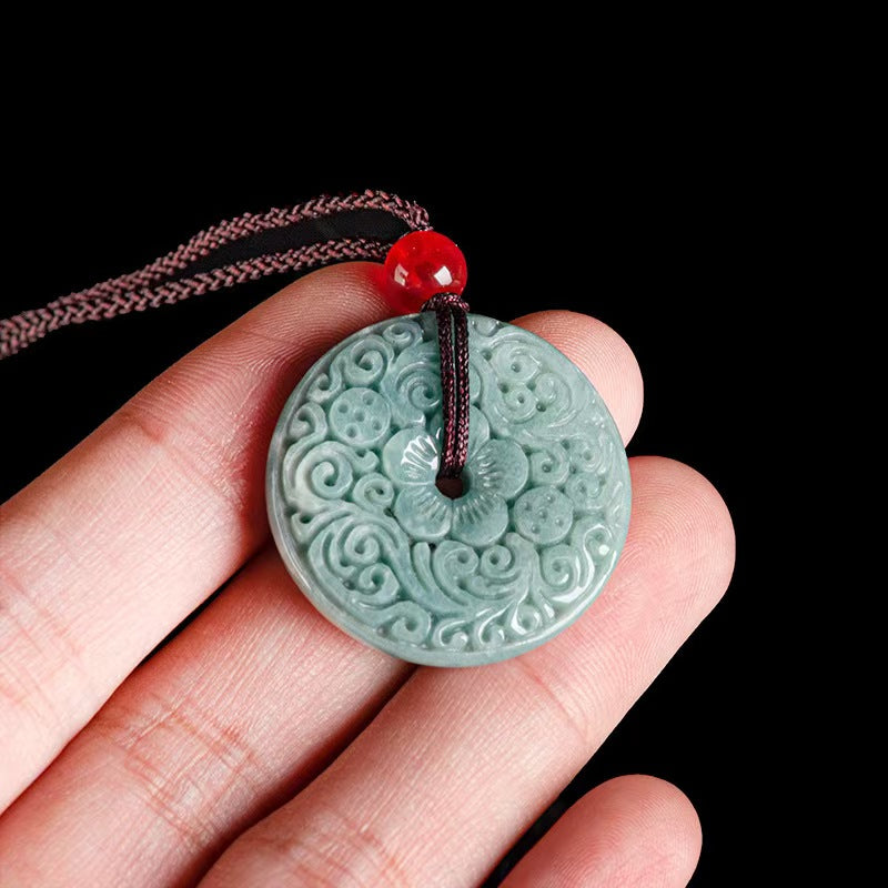 Good Fortune Jade Pendant Necklace,Natural Grade A Certified Myanmar Jadeite