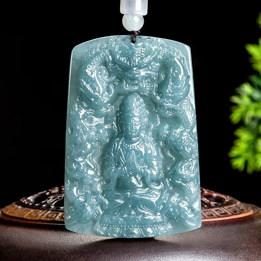 Good Fortune Jade Pendant Necklace,Natural Grade A Certified Myanmar Jadeite