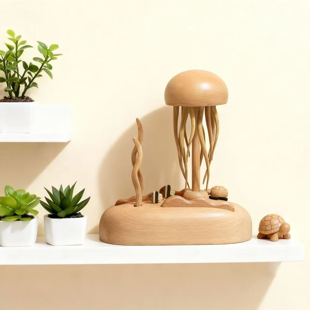 Handcrafted Wooden Jellyfish Automaton – Bring the Ocean’s Magic to Your Home
