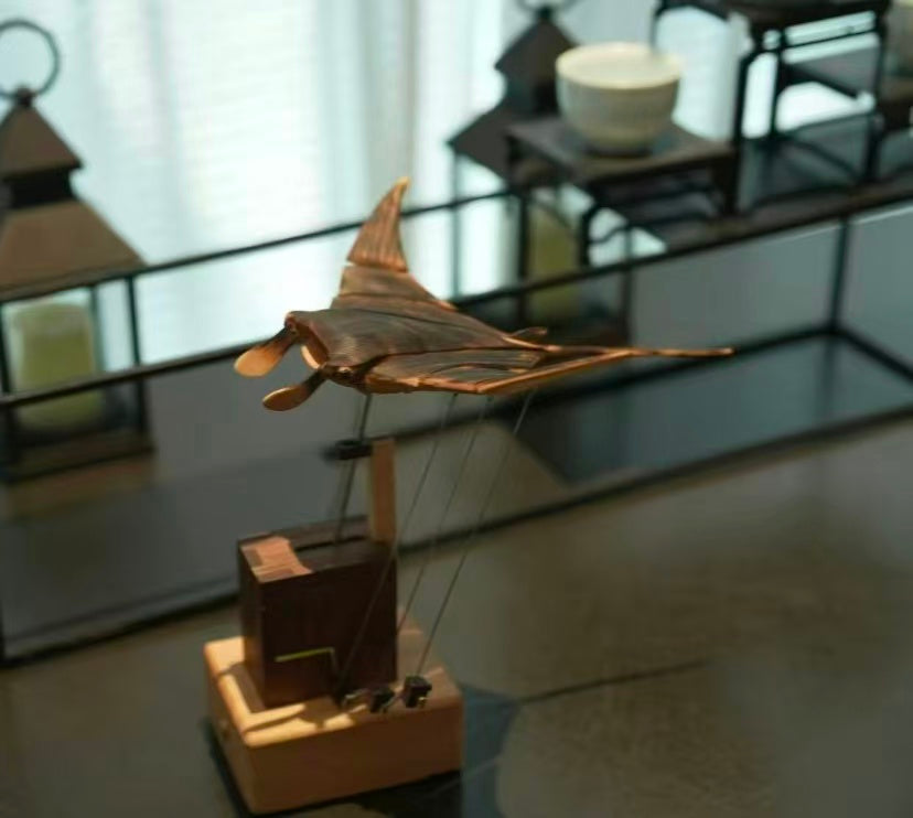 Handcrafted Wooden Manta Ray Automaton – Kinetic Art That Brings the Ocean to Your Home
